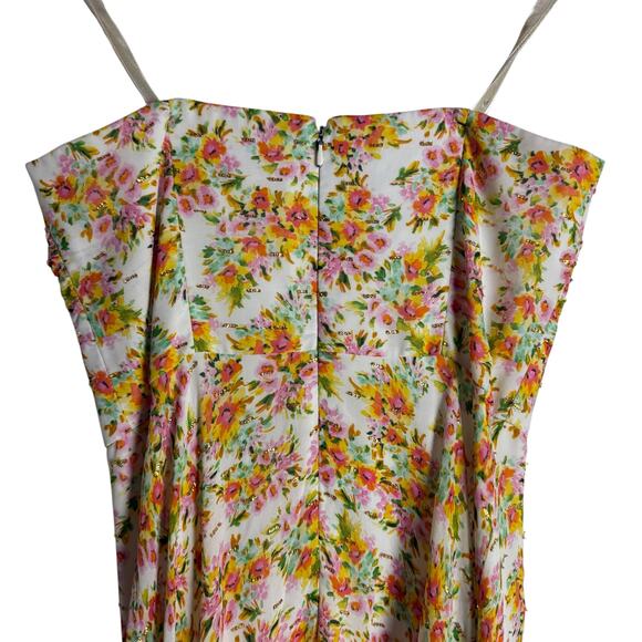 Shoshanna Remy White Orange Floral Print Strapless Ruffled Maxi Dress 8 - Picture 11 of 14